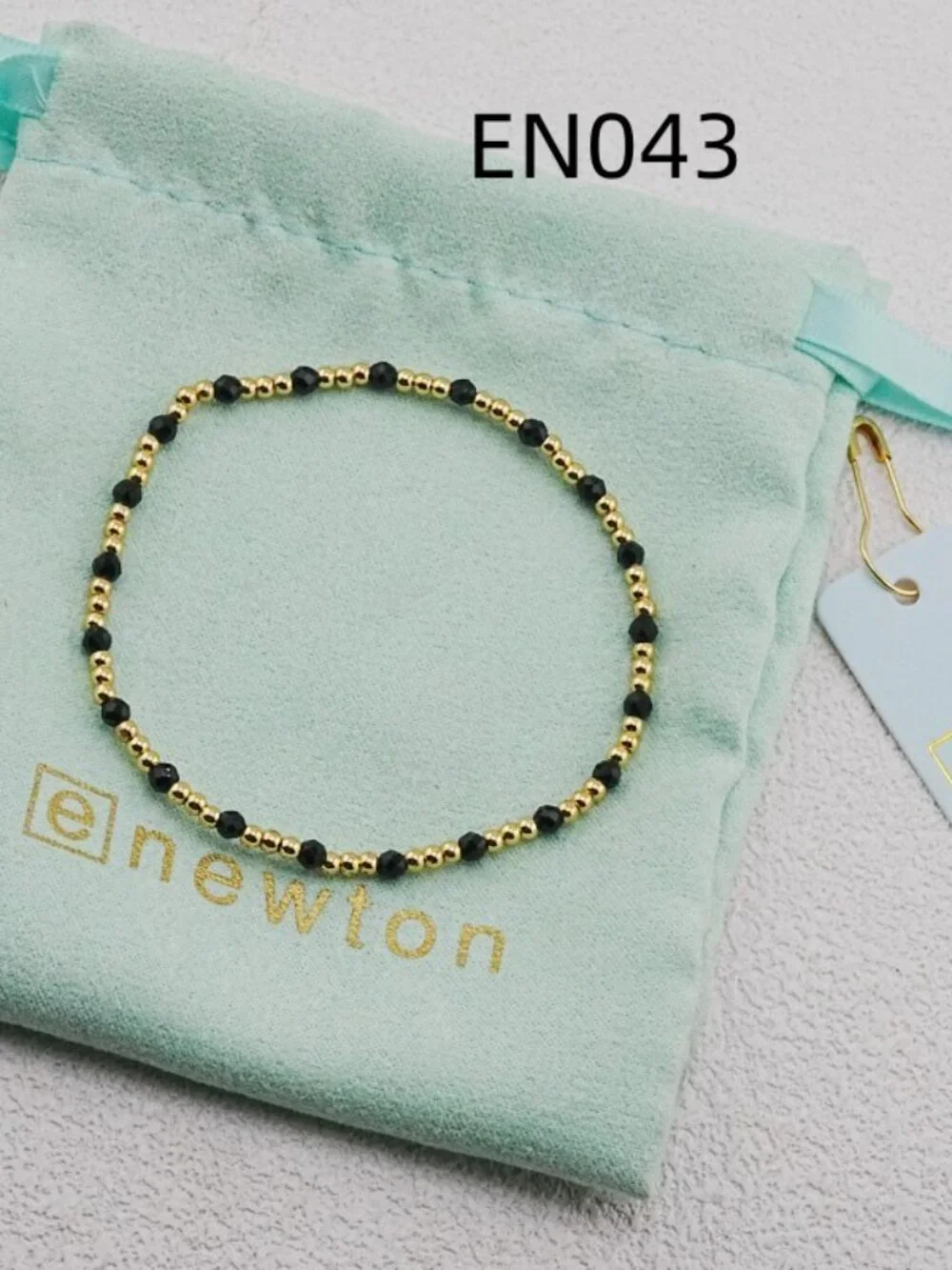 Enewton Black Crystal Glass & Gold Bead Bracelet
